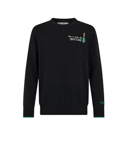 Mc2 Saint Barth - Knitwear - black sweater heron with non ci resta che sbocciare embroidery