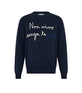 Mc2 Saint Barth - Knitwear - blue sweater heron with non vivo senza tequila embroidery