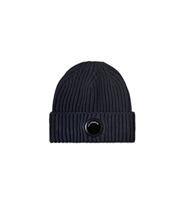 C.P. COMPANY - Cappelli - extrafine merino wool logo beanie total eclipse - blue