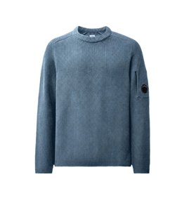 C.P. COMPANY - Knitwear - full rib cotton lens crewneck sweater orion blue