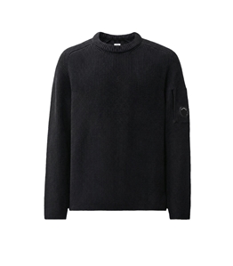 C.P. COMPANY - Knitwear - full rib cotton lens crewneck sweater black