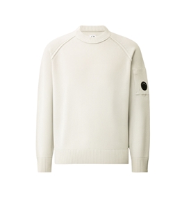 C.P. COMPANY - Maglie - chenille cotton lens crewneck sweater gauze white