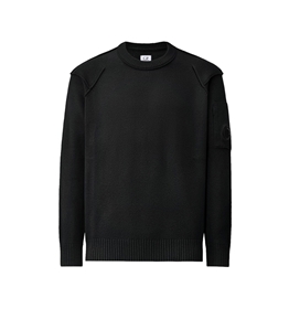 C.P. COMPANY - Maglie - lambswool grs crewneck lens sweater black