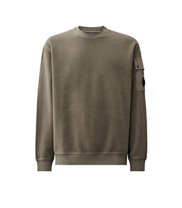 C.P. COMPANY - Sweatshirt - brushed emerized diagonal fleece crewneck lens sweatshirt fallen rock