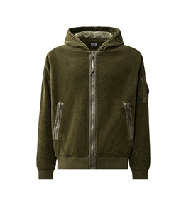 C.P. COMPANY - Sweatshirt - 350 corduroy hooded lens padded sweatshirt ivy green