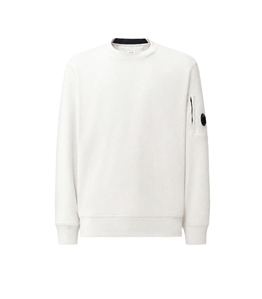 C.P. COMPANY - Sweatshirt - diagonal raised fleece crewneck lens sweatshirt gauze white