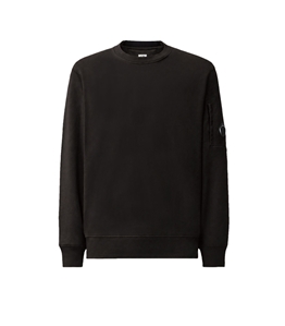 C.P. COMPANY - Felpe - diagonal raised fleece crewneck lens sweatshirt black