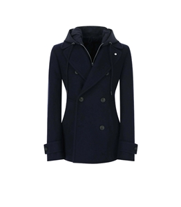 L.B.M.1911 - Giacconi - peacoat in jersey con cappuccio blu