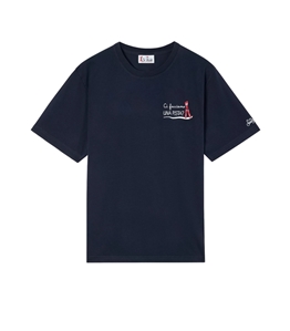 Mc2 Saint Barth - T-Shirt - t-shirt arnott blu navy in cotone con ricamo ci facciamo una pista