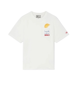 Mc2 Saint Barth - T-Shirt - t-shirt connor bianca in cotone organico con stampa e ricamo amica chips