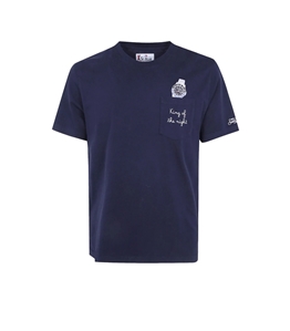 Mc2 Saint Barth - T-Shirt - t-shirt connor blu navy in cotone organico con stampa orologio e ricamo king of the night
