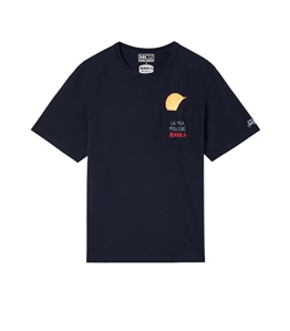 Mc2 Saint Barth - T-Shirt - t-shirt connor blu navy in cotone organico con stampa e ricamo amica chips