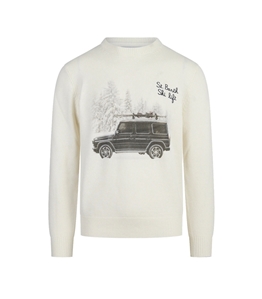 Mc2 Saint Barth - Maglie - maglione heron print bianco panna con stampa ski lift