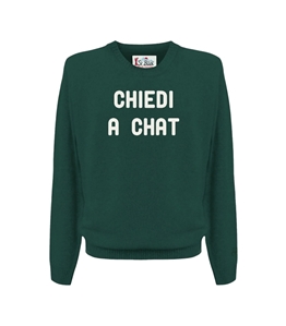 Mc2 Saint Barth - Knitwear - green heron crewneck sweater with intarsia ask chat