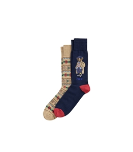 POLO RALPH LAUREN - Calze - two pairs of long polo bear socks navy blue/camel