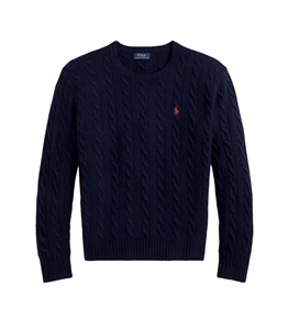 POLO RALPH LAUREN - Maglie - maglia in lana e cashmere a trecce blu cacciatore