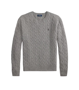 POLO RALPH LAUREN - Maglie - maglia in lana e cashmere a trecce grigio rossastro mlange