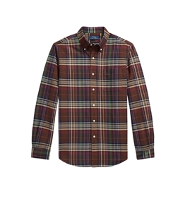 POLO RALPH LAUREN - Camicie - camicia oxford a quadri custom-fit marrone/verde multi