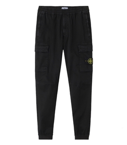 Stone Island - Pantaloni - stretch organic broken twill cotton 'old' effect nero