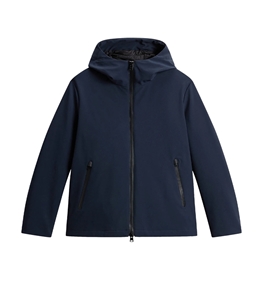 Woolrich - Jackets - navy blue goose down-filled hooded jacket
