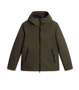 Woolrich - Jackets - olive green goose down-filled hooded jacket