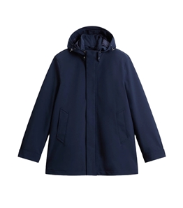 Woolrich - Jackets - melton blue nylon hooded parka