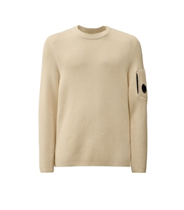 C.P. COMPANY - Maglie - full rib crewneck lens sweater gauze white