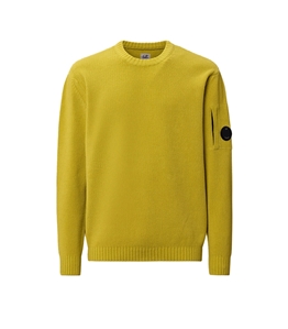 C.P. COMPANY - Knitwear - cotton chenille crewneck sweater green sheen - yellow