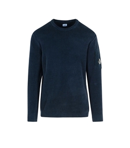 C.P. COMPANY - Knitwear - ribs sweater with pocket and blue sleeves