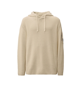 C.P. COMPANY - Knitwear - cotton chenille hooded sweater gauze white