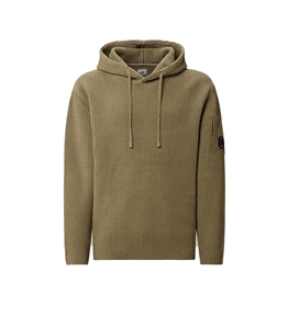 C.P. COMPANY - Knitwear - cotton chenille hooded sweater fungi gray