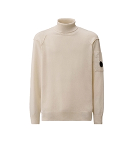 C.P. COMPANY - Maglie - lambswool grs turtleneck sweater gauze white