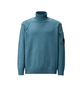 C.P. COMPANY - Maglie - lambswool grs turtleneck sweater aegean blue - light-blue