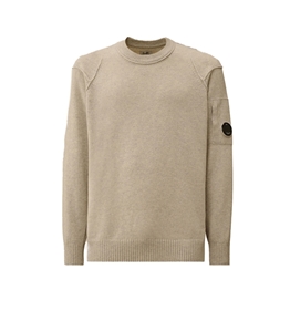 C.P. COMPANY - Maglie - lambswool grs crewneck lens sweater off white melange