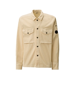 C.P. COMPANY - Camicie - corduroy lens button overshirt pistachio shell beige