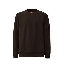 C.P. COMPANY - Sweatshirt - diagonal raised fleece crewneck lens sweatshirt black