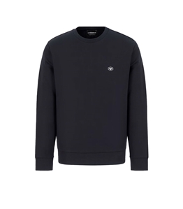 Emporio Armani - Felpe - felpa in double jersey con micro patch logo blu navy