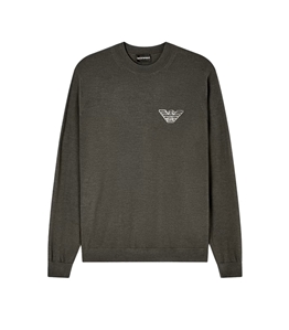 Emporio Armani - Maglie - maglione in lana vergine rasata con patch aquila black ink