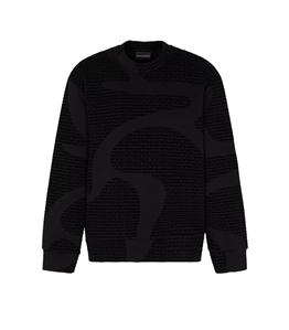Emporio Armani - Felpe - felpa con logo flock all over in jersey misto lyocell asv black fancy