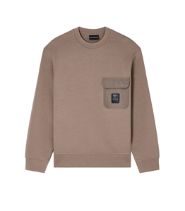 Emporio Armani - Felpe - felpa in double jersey con tasca e patch logo asv walnut