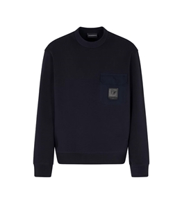 Emporio Armani - Felpe - felpa in double jersey con tasca e patch logo asv blu navy