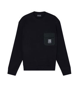 Emporio Armani - Felpe - felpa in double jersey con tasca e patch logo asv black beauty