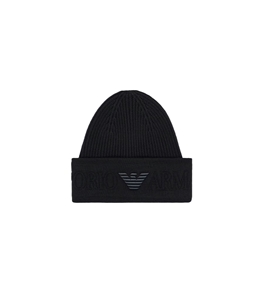 Emporio Armani - Cappelli - berretto in lana con risvolto logato black beauty