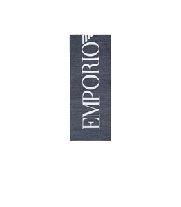 Emporio Armani - Sciarpe - sciarpa bicolore in misto lana con maxi logo blu/white