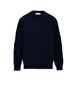 Filippo De Laurentiis - Knitwear - wool cashmere raglan crew neck sweater navy blue