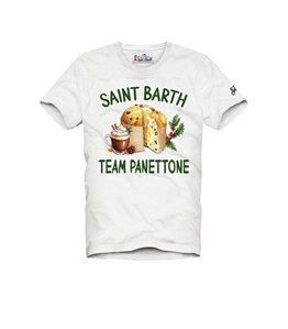 Mc2 Saint Barth - T-Shirt - t-shirt arnott warm in cotone invernale bianco ricamo team panettone