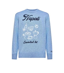 Mc2 Saint Barth - Knitwear - artwork embroidery long-sleeved sweater light blue