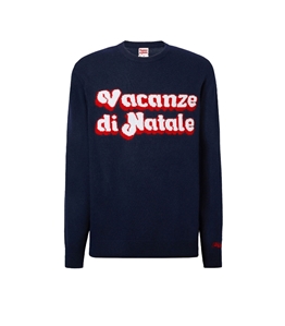 Mc2 Saint Barth - Knitwear - blue heron sweater with jacquard christmas holidays