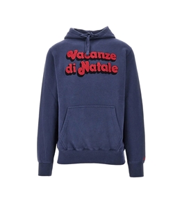 Mc2 Saint Barth - Sweatshirt - tribeca sweatshirt in blue cotton with hood and christmas holiday embroidery