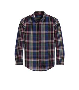 POLO RALPH LAUREN - Shirts - navy blue custom-fit oxford shirt/vinaccia multi